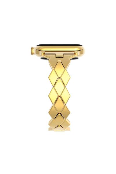 REDz Accessories Μεταλλικό λουράκι για Apple Watch, Πολυτελές μοντέλο ρόμβου, Ανοξείδωτο ατσάλι, Χρυσό - 38/40/41 mm