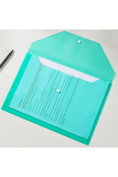 Deli Button Folder with External Pocket A4 Macaron Colors Deli