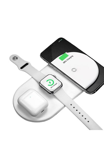 REDz Accessories Încărcător wireless, ultraportabil, 3 în 1, încărcare rapidă, putere 15W, alb