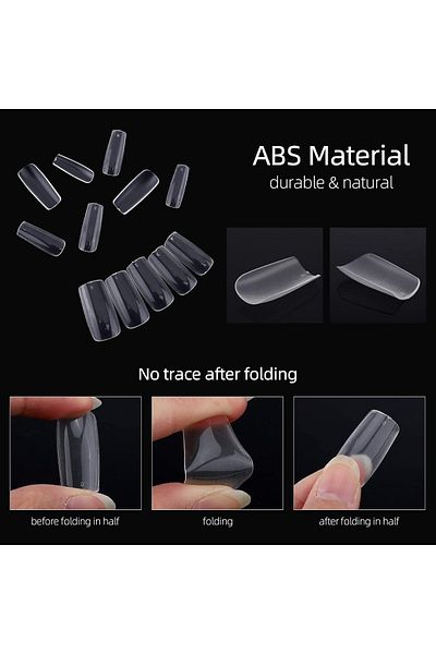 fulina 504pcs Square Nail Tips,With Case,12 Sizes,With Strong Toughness and Malleability,Thin and Light
