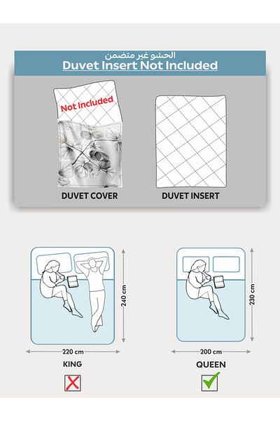 Donetella Printed Duvet Cover Set 6-Pcs – Queen Size 200x230 cm, Microfiber Fabric, No Filler Inside