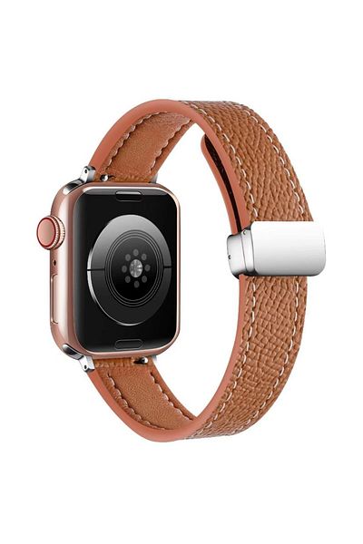 REDz Accessories Timeless Ultra-thin Strap, For Apple Watch, Leather Effect, Light Brown - 38/40/41 Mm