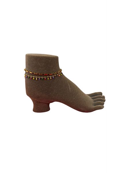 derokas Rectangular Model Steel Gold Color Anklet Does Not Tarnish Stylish Elegant
