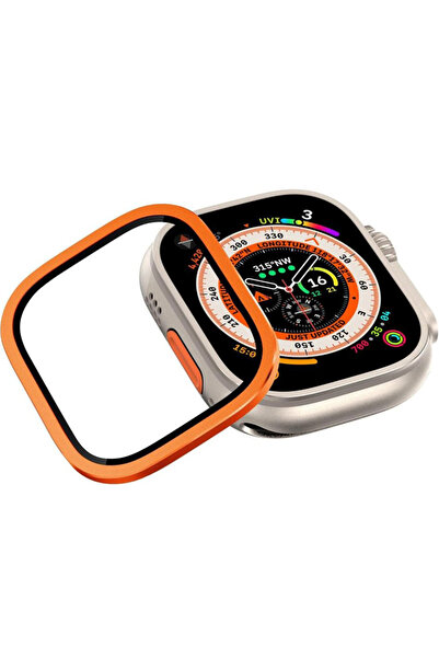 REDz Accessories Glass Screen Protector, Compatible with Apple Watch Ultra 49mm, Full size, Colored edges, Orange