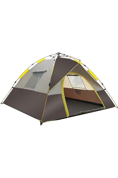 Yelajoy 3-4 People Fully Automatic Tent,Lightweight and Portable,3 Breathable Screen Window,210x150x125cm