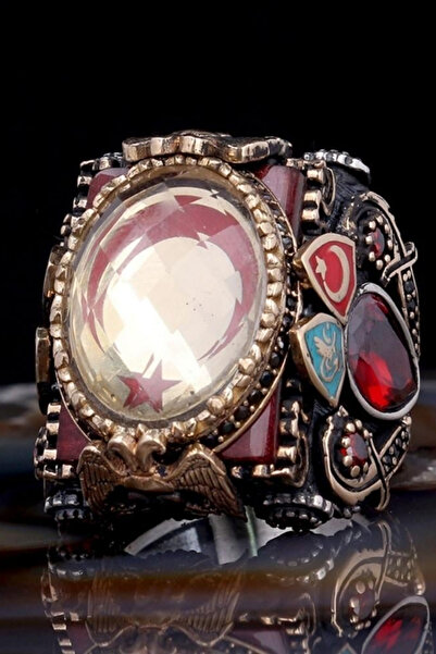 Diriliş Takı Zirkon Taş İçerisi Ay Yıldız İşlemeli Gümüş Yüzük