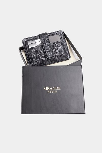Grande Style Συσκευή αποθήκευσης κάρτας Unisex Γνήσιο Δέρμα ΜΑΥΡΟ Χρώμα