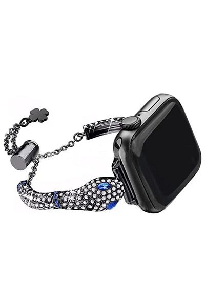 REDz Accessories Crystal Snake Strap For Apple Watch, Snake And Rhinestones, Fashion, Adjustable, Black - 38/40/41 Mm