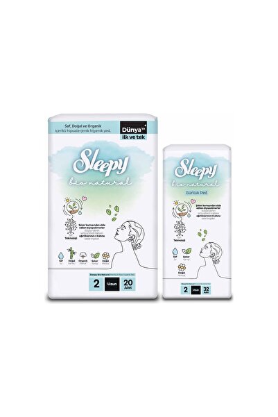 Sleepy Bio Natural Premium Plus Hijyenik Ped Uzun 20'li + Günlük Ped Uzun 32'li