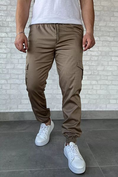 MİSHAR İTALİA Mink Waist and Leg Elastic Cargo Pocket Gabardine Men's Trousers