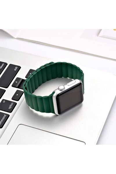REDz Accessories Magnetic Silicone Strap For Apple Watch, Silicone Loop, Dark Green - 44/45/46/49 Mm