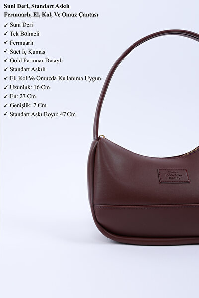 SHAKA Claret Red Shk229 Faux Leather, Single Compartment with Zipper, Baguette Model Hand, Arm and Shoulder Bag