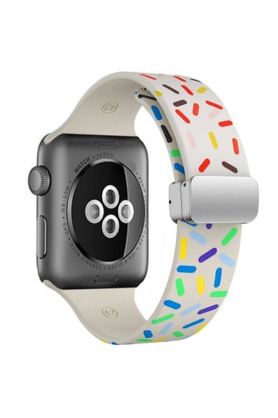 REDz Accessories Curea magnetică moale, silicon pentru Apple Watch, magnetică, sport, colorată Starlight - 38/40/41 mm