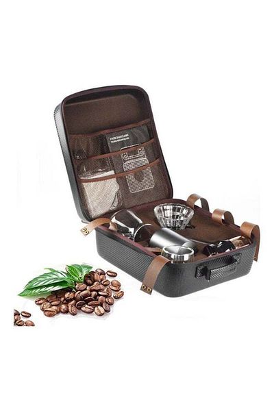 COOYA Multifunctional hand drip coffee set,food grade material,portable and durable,with storage box,black