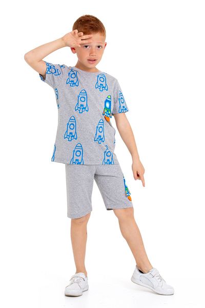 CiciTime Çocuk Modası Fish Dinosaur Printed Kindergarten Nursery Set