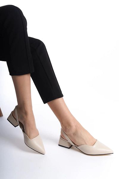 Peta Women's Pointed Toe Open Back Classic Heeled Shoes