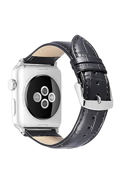 REDz Accessories Classy Crocodile Strap, Apple Watch, Leather Effect, Elegant, Adjustable, Black - 44/45/46/49 Mm