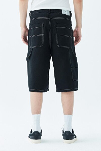 VAMOSCLO oversized Μπερμούντα τζιν σορτς μαύρο