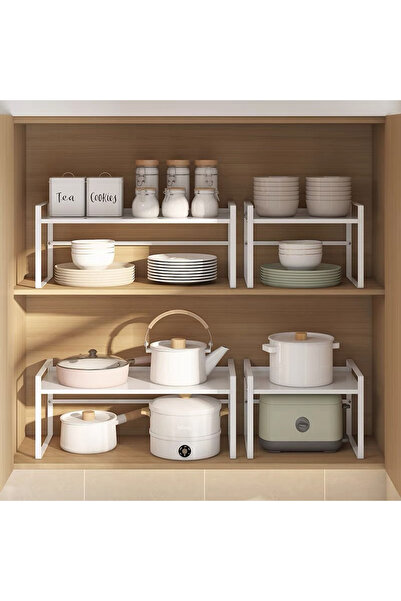 Viyogo Extendable kitchen shelf, metal, 38-60 cm (W), white, 25 cm (H)