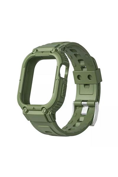 REDz Accessories Strap With 2 In 1 Shockproof Cover, Rugged Armor, Apple Watch, Silicon, Khaki - Watch 38/40/41mm