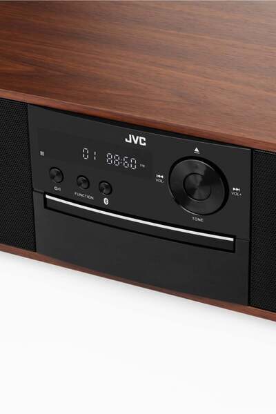 JVC Microsistem audio RD-E761, 16 W, Bluetooth, FM, player CD, USB, conversie CD audio in mp3, lemn