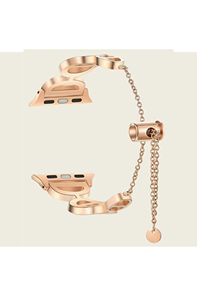 REDz Accessories Κρυστάλλινο λουράκι D, κομψό, για Apple Watch, σχέδιο μόδας, μεταλλικό, ροζ χρυσό - 44/45/46/49 mm