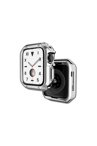REDz Accessories Apple Watch Case, Soft Silicone, Full Protection, Shockproof, Silver - Apple Watch 42/44/45 Mm