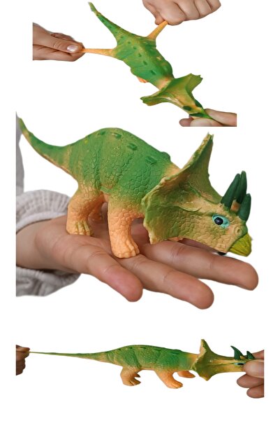 LRS STORE Dinozor Triceratops Figür Süper Strenc Uzayabilen Dayanıklı Oyuncak...