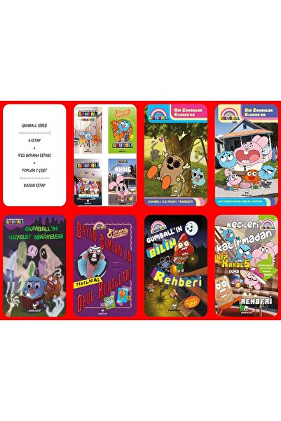 Rakun Kitap Gumball Serisi 6 Kitap + 4'lü Boyama Kitabı Seti