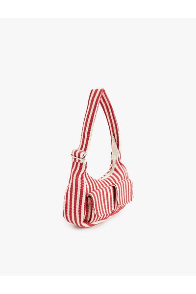 Koton Zippered Striped Adjustable Strap Shoulder Bag with Pocket Detail