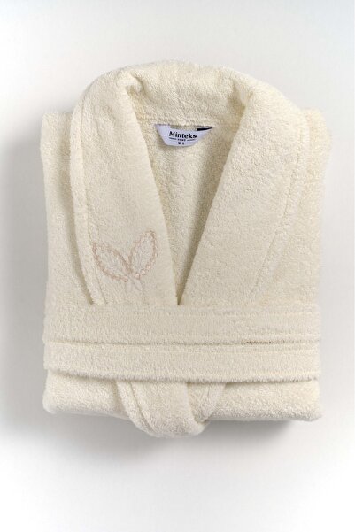Minteks Women's L Size Şalyaka Bathrobe Luna Cream - Minteks Home