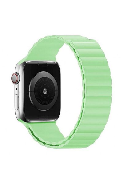 REDz Accessories Magnetic Silicone Strap For Apple Watch, Silicone Loop, Light Green - 44/45/46/49 Mm