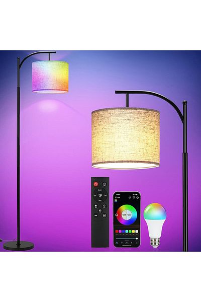 COOYA Nordic LED Floor Lamp, With Color Settings, Remote Control and foot switch, for Bedroom, Office