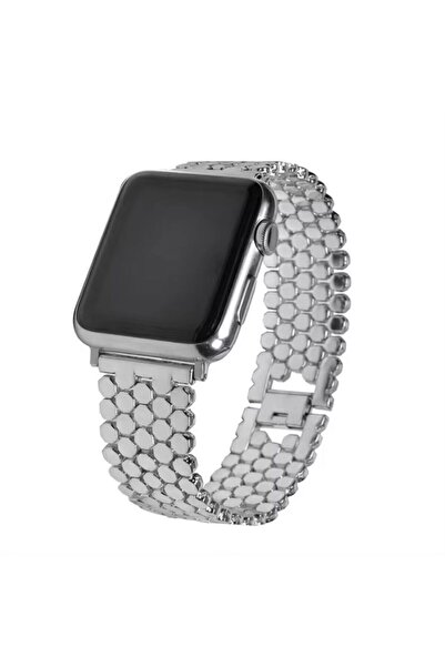 REDz Accessories Μεταλλικό λουράκι σύνδεσης για Apple Watch, εξάγωνο, μοντέρνο, ασημί - 44/45/46/49 mm