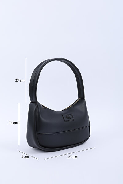 SHAKA Black Shk229 Faux Leather, Zippered Single Compartment, Baguette Model Hand, Arm and Shoulder Bag