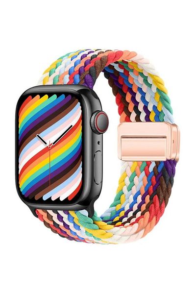 REDz Accessories Solo Loop Strap, Magnetic Closure, Compatible With Apple Watch, Adjustable, Rainbow - 38/40/41 Mm