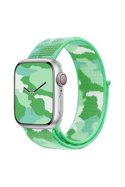 REDz Accessories Sport Strap, Compatible With Apple Watch, Nylon, Hedgehog, Lime Green Camouflage - 38/40/41 Mm