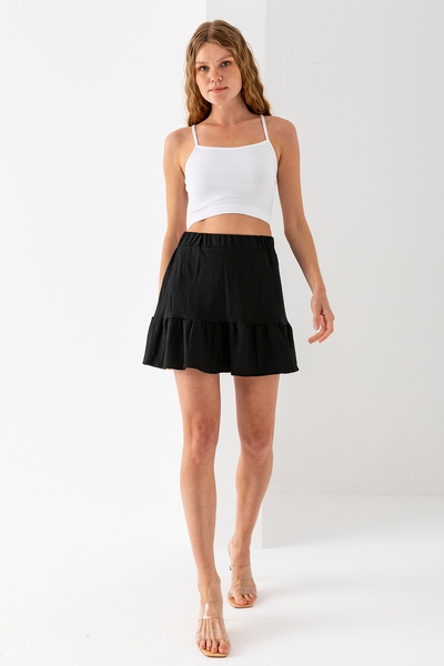 GİYSA Fusta mini cu textura pentru femei cu talie elastica neagra - 1884