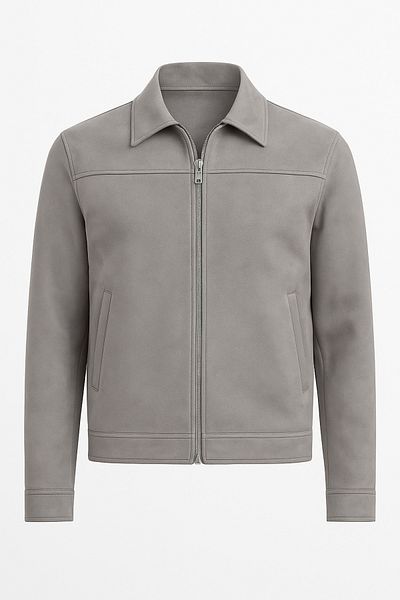 Moderk Seasonal Suede Nubuck Zippered Relaxed Fit Men's Jacket