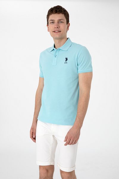 U.S. Polo Assn. Ανδρικό μπλουζάκι με λεπτή εφαρμογή Polo Neck Aqua Basic 50305929-VR007