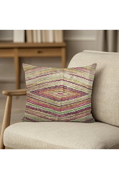 TURKISHRUG KINGDOM مربع وسادة خمر منقوشة ملونة