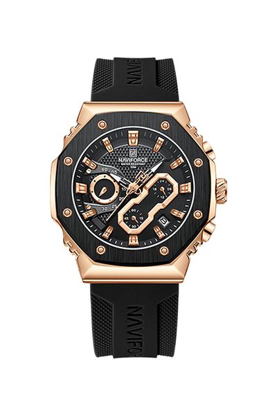 Naviforce 8035g Men’s Chronograph Watch – Rose Gold, Waterproof, Silicone Strap