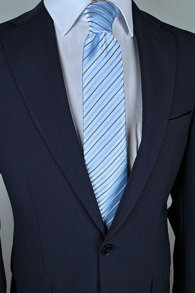 1001 Kravat Light Blue Striped 8 cm Wide Classic Tie