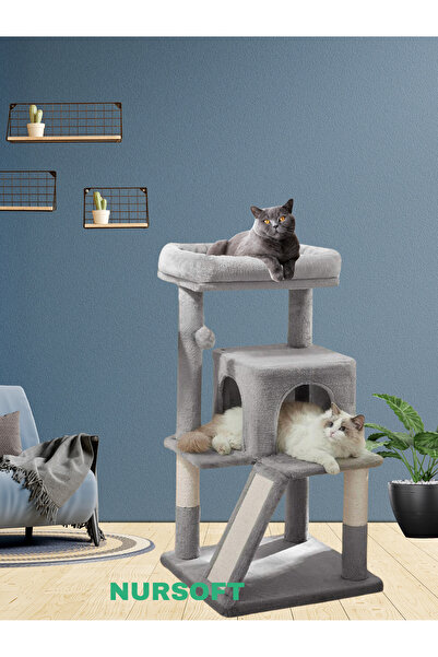 Nursoft Teraslı Dekoratif Kedi Tırmalama Evi