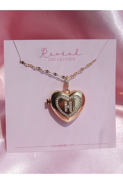 Reorah Collection Heart Letter Locket Steel Necklace-Letter H