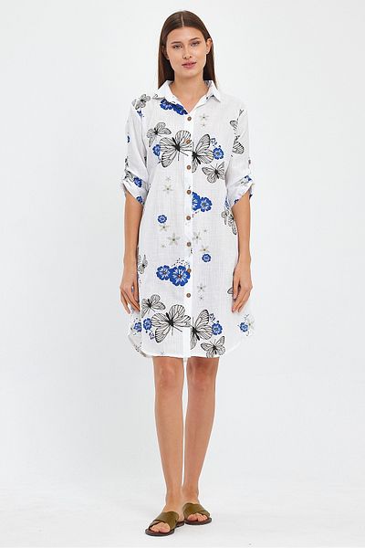 Heaven Ephesus Women's Butterfly Patterned Tunic - Slub - 1554