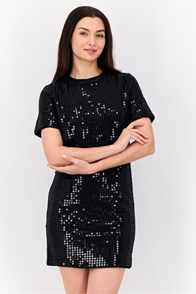 Esprit فستان قصير من الترتر للنساء، أسود