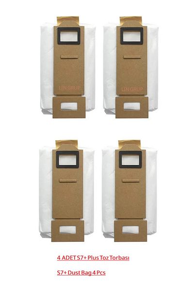 LİN GRUP Roborock S7+ Plus Robot Vacuum Cleaner Compatible Garbage Bag Dust Bag 4 Pcs