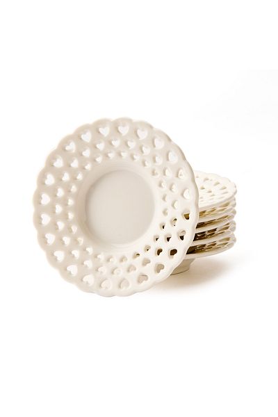 Benante Benantee 6 Porcelain Tea Plates - White - 11 cm