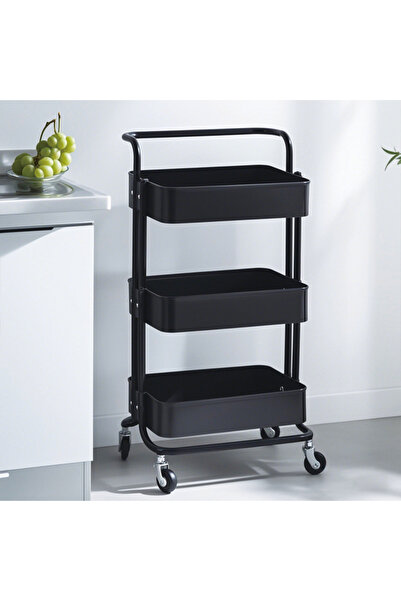 Viyogo Portable shelf with 3 storage levels, metal, 42 (L) x 37 (w) x 85 (H) cm, black